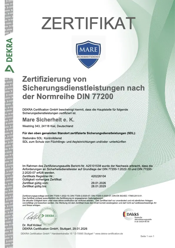 DEKRA Zertifikat DIN 77200
